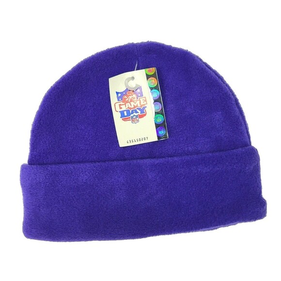 Vintage Minnesota Vikings NFL Game Day Purple Gold Embroidered Fleece Beanie NEW - Picture 2 of 2